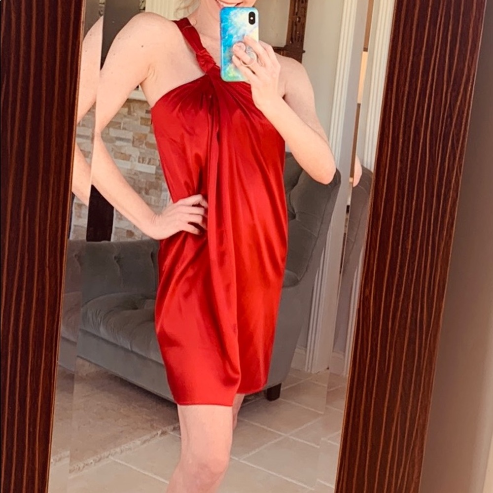Banana Republic Red silk one shoulder size 0 silk dress